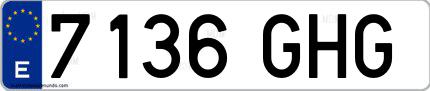 Ejemplo de matrícula española 7136 GHG