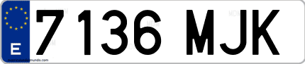 Ejemplo de matrícula de coche ordinaria 7136 MJK