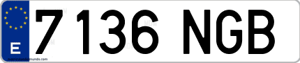 Ejemplo de matrícula de coche ordinaria 7136 NGB