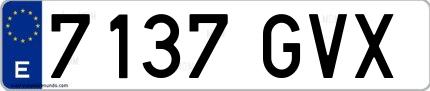 Ejemplo de matrícula española 7137 GVX