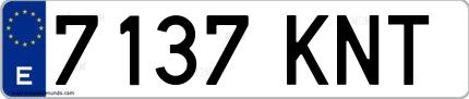Ejemplo de matrícula española 7137 KNT