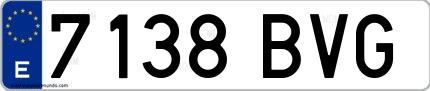 Ejemplo de matrícula española 7138 BVG