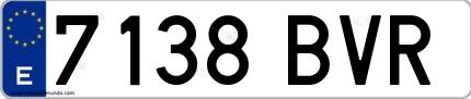 Ejemplo de matrícula española 7138 BVR