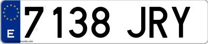 Ejemplo de matrícula española 7138 JRY