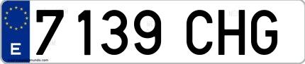 Ejemplo de matrícula española 7139 CHG