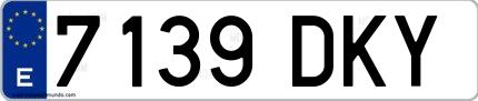 Ejemplo de matrícula española 7139 DKY