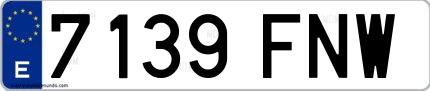 Ejemplo de matrícula española 7139 FNW
