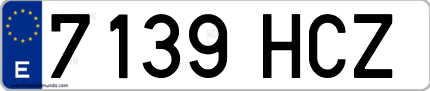 Ejemplo de matrícula de coche ordinaria 7139 HCZ
