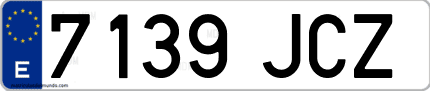 Ejemplo de matrícula de coche ordinaria 7139 JCZ