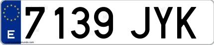 Ejemplo de matrícula española 7139 JYK