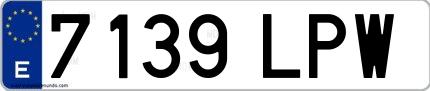 Ejemplo de matrícula española 7139 LPW