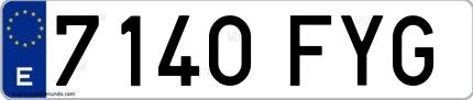 Ejemplo de matrícula española 7140 FYG