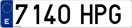 Ejemplo de matrícula de coche ordinaria 7140 HPG