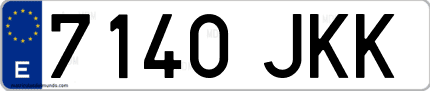 Ejemplo de matrícula de coche ordinaria 7140 JKK