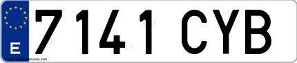 Ejemplo de matrícula española 7141 CYB