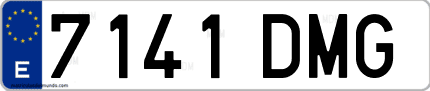Ejemplo de matrícula de coche ordinaria 7141 DMG