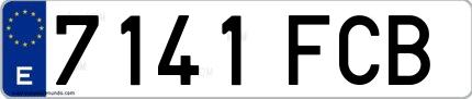 Ejemplo de matrícula española 7141 FCB