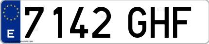 Ejemplo de matrícula española 7142 GHF