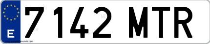 Ejemplo de matrícula española 7142 MTR