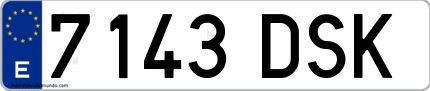 Ejemplo de matrícula de coche ordinaria 7143 DSK
