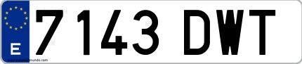 Ejemplo de matrícula española 7143 DWT