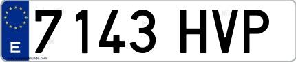 Ejemplo de matrícula española 7143 HVP