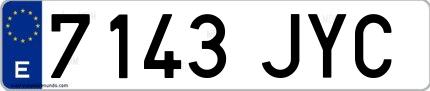 Ejemplo de matrícula española 7143 JYC