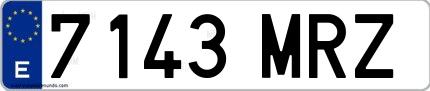 Ejemplo de matrícula de coche ordinaria 7143 MRZ