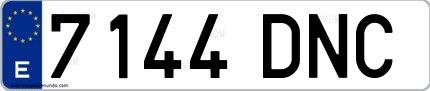 Ejemplo de matrícula española 7144 DNC