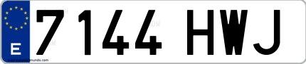 Ejemplo de matrícula española 7144 HWJ