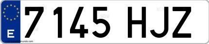 Ejemplo de matrícula española 7145 HJZ