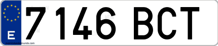 Ejemplo de matrícula de coche ordinaria 7146 BCT