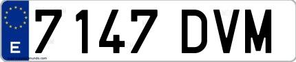 Ejemplo de matrícula española 7147 DVM