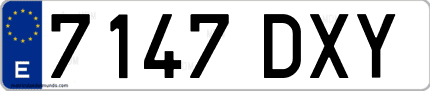 Ejemplo de matrícula de coche ordinaria 7147 DXY