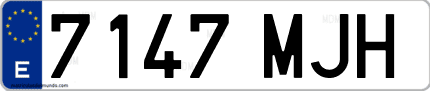 Ejemplo de matrícula de coche ordinaria 7147 MJH