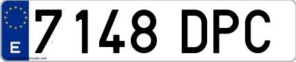 Ejemplo de matrícula española 7148 DPC