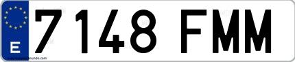 Ejemplo de matrícula española 7148 FMM