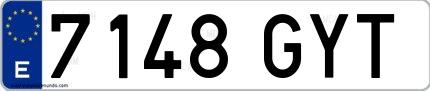 Ejemplo de matrícula española 7148 GYT