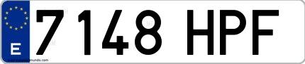 Ejemplo de matrícula española 7148 HPF
