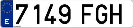 Ejemplo de matrícula de coche ordinaria 7149 FGH
