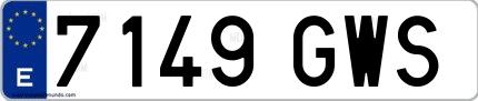 Ejemplo de matrícula española 7149 GWS