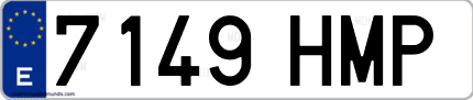 Ejemplo de matrícula de coche ordinaria 7149 HMP