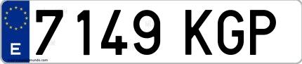 Ejemplo de matrícula española 7149 KGP