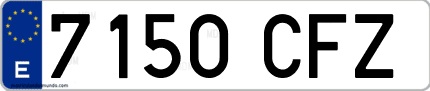 Ejemplo de matrícula de coche ordinaria 7150 CFZ