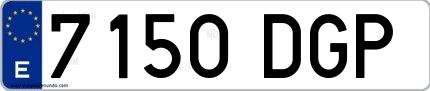Ejemplo de matrícula española 7150 DGP