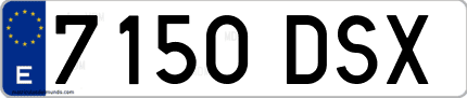 Ejemplo de matrícula de coche ordinaria 7150 DSX