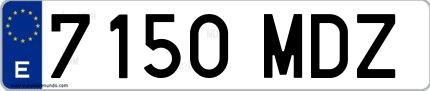Ejemplo de matrícula española 7150 MDZ