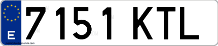 Ejemplo de matrícula de coche ordinaria 7151 KTL