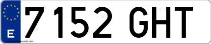 Ejemplo de matrícula española 7152 GHT