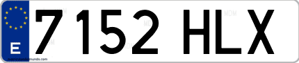 Ejemplo de matrícula de coche ordinaria 7152 HLX